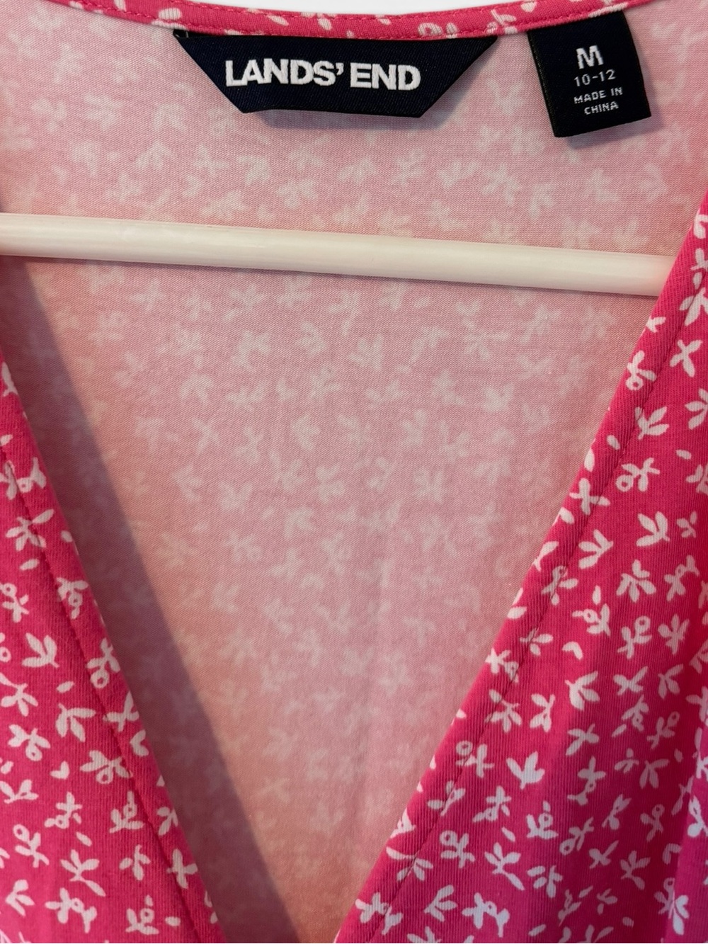 Lands’ End Pink Floral Faux Wrap Midi Dress Size Medium - Picture 4 of 6